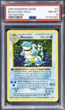 1999 POKEMON BASE SET 1ST EDITION #2 BLASTOISE-HOLO PSA 8 - Image 1