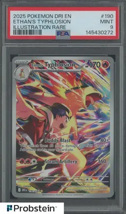 2025 Pokemon DRI EN #190 Ethan's Typhlosion Illustration Rare PSA 9 MINT - Image 1