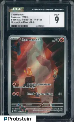 2023 Pokemon Scarlet & Violet 151 168/165 Charmander Illustration Rare Holo CGC9 - Image 1