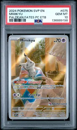 POKEMON 2024 MIMIKYU PALDEAN FATES PC ETB BLACK STAR PROMO #075 PSA 10 - Image 1