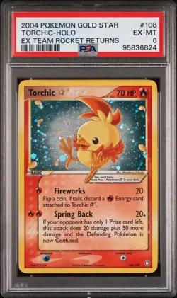 2004 POKEMON EX TEAM ROCKET RETURNS GOLD STAR #108 TORCHIC-HOLO PSA 6 - Image 1