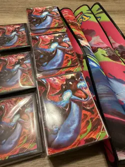 Pokemon Lot Of 5 Mega Charizard EX Ultra Premium Collection PLAYMAT Sleeves etc - Image 3
