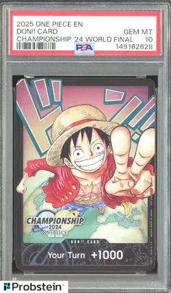 2025 ONE PIECE CARD EN MONKEY D. LUFFY DON CARD PROMO '24 CS WORLD FINAL PSA 10 - Image 1