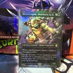 Magic MtG: *Borderless Foil* Michelangelo, Weirdness to 11 (TMNT), NM - Image 1