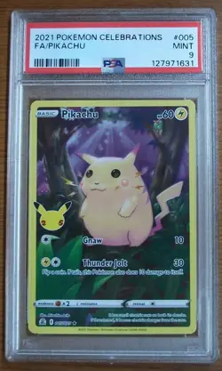 PSA 9 Pokemon TCG Pikachu 005/025 Full Art FA 2021 Celebrations 25th Anniversary - Image 1