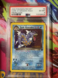 2000 POKEMON ROCKET #8 DARK GYARADOS-HOLO PRERELEASE PSA 6 - Image 1