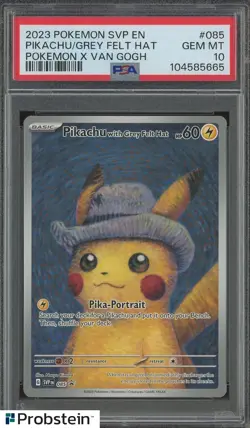 Pokemon Pikachu with Grey Felt Hat Van Gogh 085 Promo PSA 10 Graded GEM MINT - Image 1
