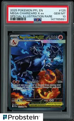 2025 Pokemon PFL EN Special Illustration Rare #125 Mega Charizard X ex PSA 10 - Image 1