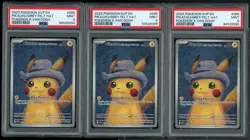 Lot of (3) Pokemon SVP EN Pokemon X Van Gogh Pikachu with Grey Felt Hat PSA 9 - Image 1
