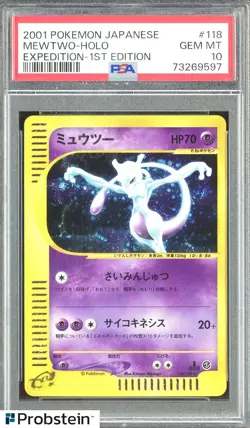 2001 POKEMON JAPANESE EXPEDITION #118 MEWTWO-HOLO EXPEDITION-1ST EDITION PSA 10 - Image 1