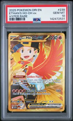 2025 POKEMON DRI EN-DESTINED RIVALS HYPER RARE #239 ETHAN'S HO-OH EX PSA 10 - Image 1