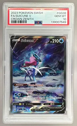 139007549 Suicune V 2023 Pokemon Sword & Shield Crown Zenith #GG38 PSA 10 - Image 1