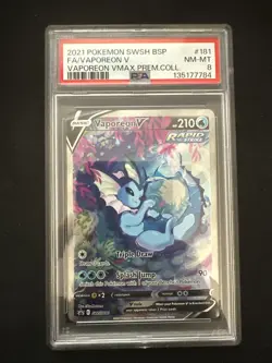 VAPOREON V (SWSH181) - PSA 8 - 2021 POKEMON SWSH PROMO 181 FULL ART - Image 1