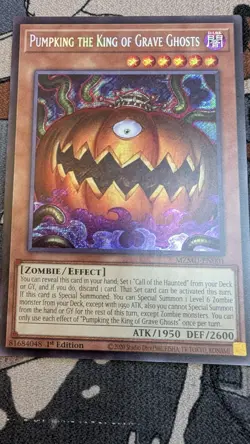 Yugioh! Pumpking the King of Grave Ghosts MZMU-EN001 Secret Rare 1st Ed NM - Image 1
