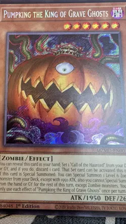 Yugioh! Pumpking the King of Grave Ghosts MZMU-EN001 Secret Rare 1st Ed NM - Image 2