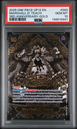 2025 ONE PIECE OP12-LEGACY OF THE MASTER 3RD ANNIV-GOLD MARSHALL D. TEACH PSA 10 - Image 1