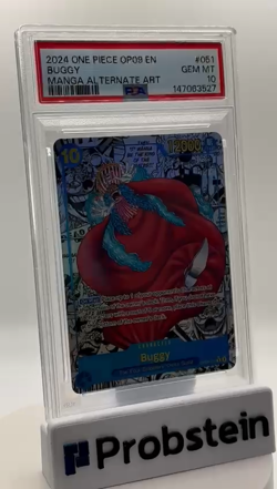 2024 One Piece OP09 En Manga Alternate Art #051 Buggy PSA 10 GEM MINT - Image 2
