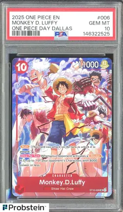 2025 One Piece EN One Piece Day Dallas #006 Monkey D. Luffy PSA 10 GEM MINT - Image 1