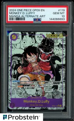 2024 One Piece OP09 En Manga Alternate Art #119 Monkey D. Luffy PSA 10 GEM MINT - Image 1