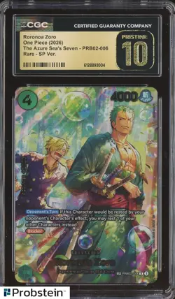 One Piece TCG Roronoa Zoro SP PRB02-006 CGC 10 Pristine - Image 1