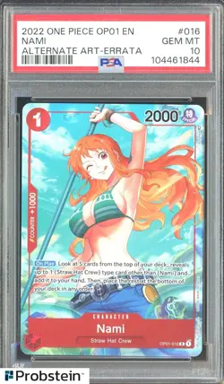2022 One Piece OP01 EN Alternate Art #016 Nami Errata PSA 10 GEM MINT - Image 1
