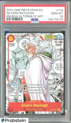 2024 One Piece OP08 EN Manga Alternate Art #118 Silvers Rayleigh PSA 10 GEM MINT - Image 1