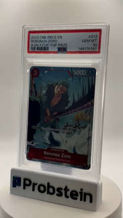 2023 One Piece Promo 3 on 3 Cup Top Prize #013 Roronoa Zoro PSA 10 GEM MINT - Image 2