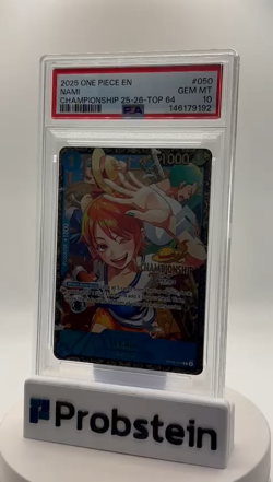 TCG 2025 One Piece EN Championship 25-26 Top 64 #050 Nami PSA 10 GEM MINT - Image 2