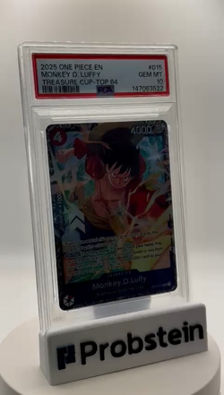 2025 One Piece EN Treasure Cup Top 64 #015 Monkey D. Luffy PSA 10 GEM MINT - Image 2