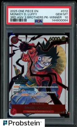 2025 One Piece Monkey.D.Luffy 3rd Ann. Event Winner Prize Promo ST01-012 PSA 10 - Image 1