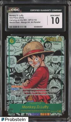 One Piece TCG Luffy Manga OP13 OP13-118 CGC 10 - Image 1