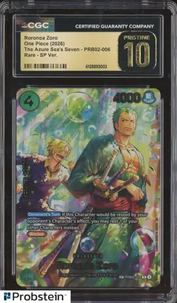 One Piece TCG Roronoa Zoro SP PRB02-006 CGC 10 Pristine - Image 1
