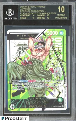 2026 One Piece Promos JPN Roronoa Zoro Serial Flgshp Winner BGS 10 BLACK LABEL - Image 1