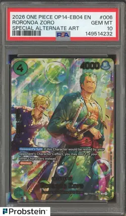 2026 One Piece OP14-EB04 EN Special Alternate Art #006 Roronoa Zoro PSA 10 - Image 1