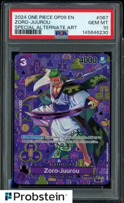 2024 One Piece OP09 EN Special Alternate Art #067 Zoro-Juurou PSA 10 GEM MINT - Image 1