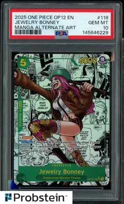 2025 One Piece OP12 En Manga Alternate Art #118 Jewerly Bonney PSA 10 GEM MINT - Image 1