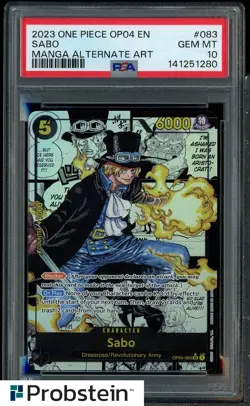 2023 One Piece OP04 En Manga Alternate Art #083 Sabo PSA 10 GEM MINT - Image 1