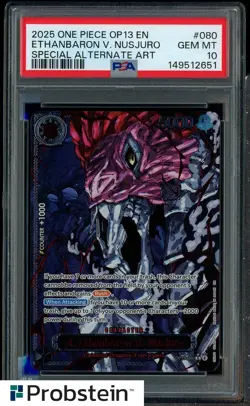 2025 One Piece OP13 Special Alt Art Demon God #080 Ethanbaron V. Nusjuro PSA 10 - Image 1