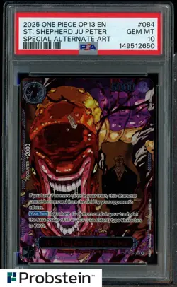 2025 One Piece OP13 Special Alt Art Demon God #084 St. Shepherd Ju Peter PSA 10 - Image 1
