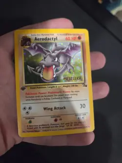 AERODACTYL Prerelease Pokemon Card - WOTC - 1st Edition Fossil 1/62 HOLO - Image 1
