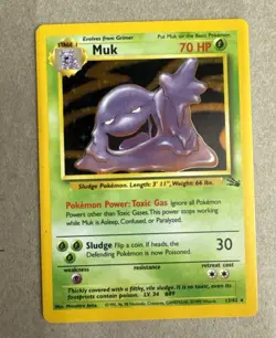 Pokemon Cards Muk 13/62 Holo Rare Fossil UNLIMITED - (NM-) - Image 1