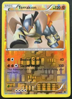 Pokemon TCG Terrakion BW - Emerging Powers 63/98 Reverse Holo Rare NM - Image 1