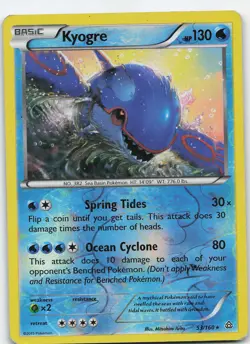 Kyogre 53/160 XY - Primal Clash Rare Reverse Holo MP Pokemon TCG - Image 1