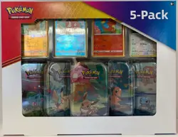 POKEMON TCG KANTO FRIENDS BOX SET 5 MINI TINS 4 HOLO PROMO COSTCO EXCLUSIVE NEW - Image 1