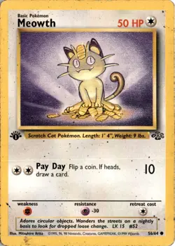 1st Edition Pokemon Jungle #56/64 Meowth - Image 1