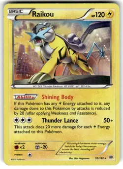 POKEMON RAIKOU 55/162 XY BREAKTHROUGH HOLO LIGHT PLAYED - Image 1