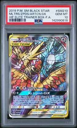 2019 POKEMON SM BLACK STAR PROMO FULL ART/MOLTRES & ZAPDOS & ARTICUNO GX PSA 10 - Image 1
