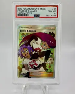 2019 Pokemon Sun And Moon Jessie And James Full Art Hidden Fates PSA 10 - Image 1