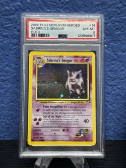 Pokemon Sabrina’s Gengar #14 Gym Heroes Holo – PSA 8 NM-MT Banned Version - Image 1