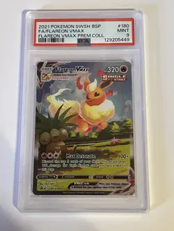 Pokemon Flareon VMAX SWSH180 SWSH BSP Promo Single Strike PSA 9 English - Image 1